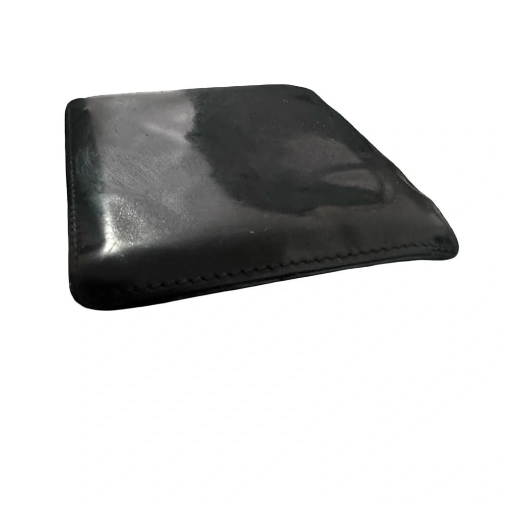 Lanvin Bi fold Card Cash Wallet Black Patent Leather
